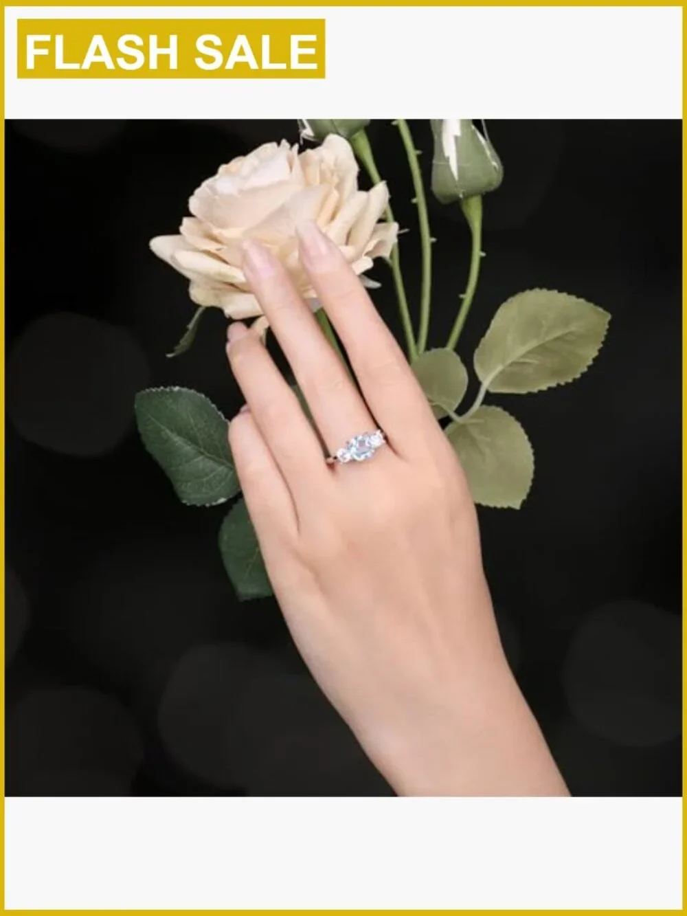 Cushion Cut 2.6ct Genuine Blue Topaz 3-Stone Ring, 14K Gold Plated Sterling